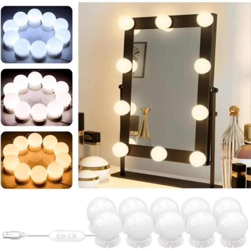 Vanity Mirror Light,10 LED Light - 3 Modes & USB Type