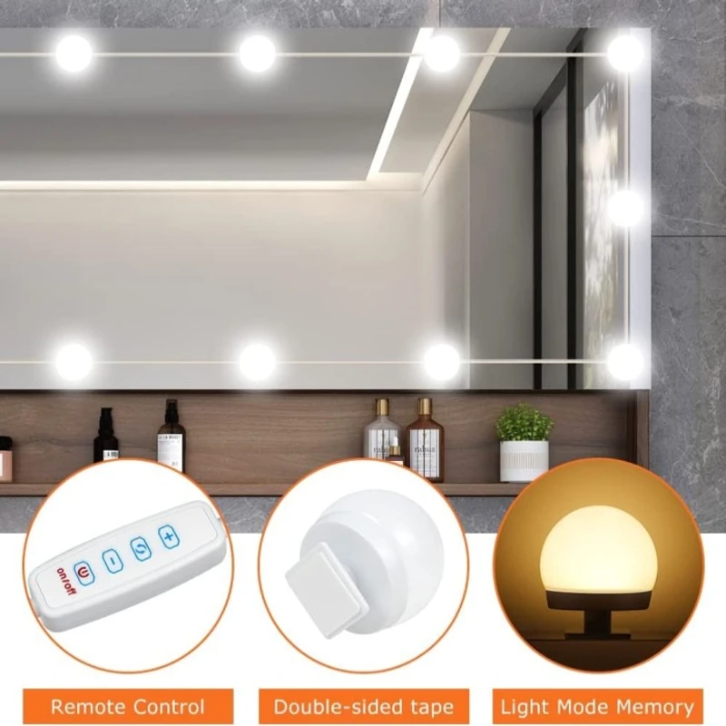 Vanity Mirror Light,10 LED Light - 3 Modes & USB Type