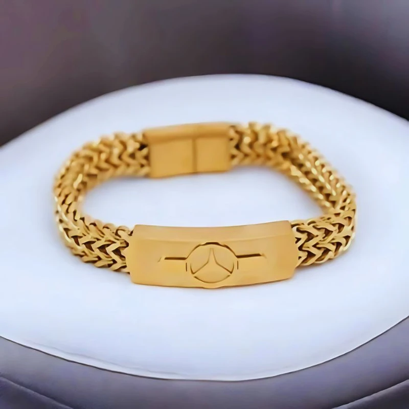 Golden Color Mercedes Benz Bracelet For Man