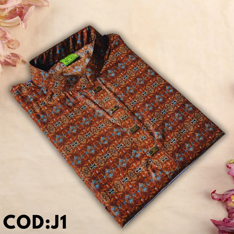 Maroon Fitted Jacquard Cotton Panjabi