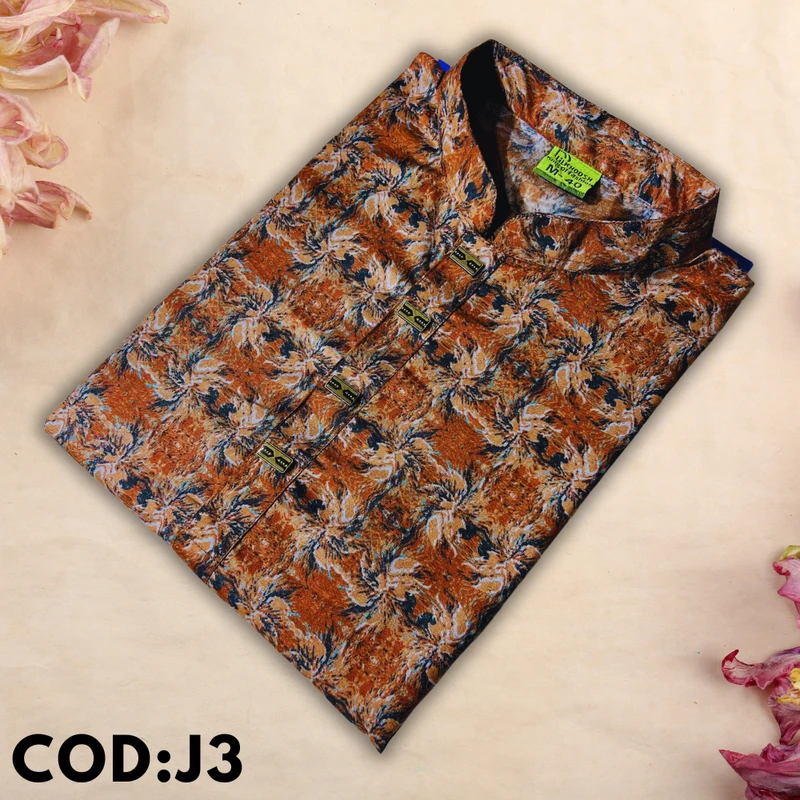 Brown Fitted Jacquard Cotton Panjabi