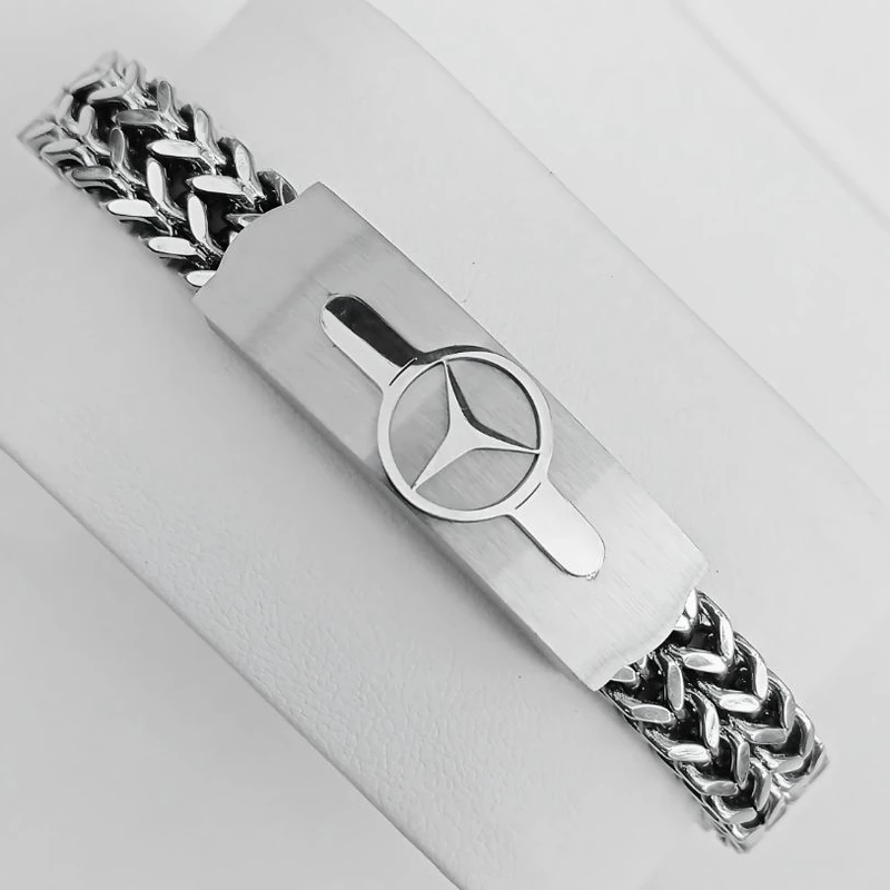 Mercedes Stainless Steel Men’s Bracelet- Silver