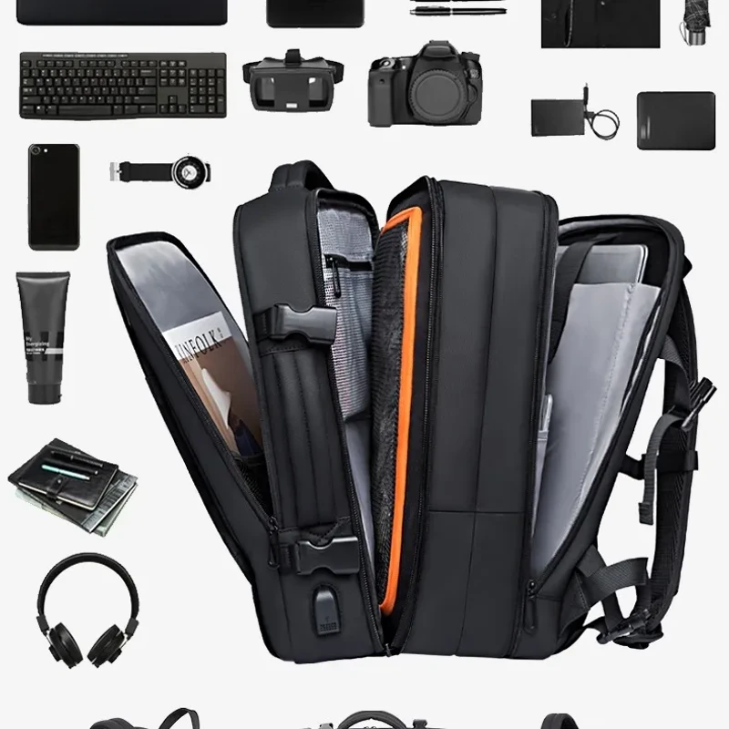 BANGE BG1908D Large Capacity Expandable Multi-Purpose Business & Travel Backpack Laptop Bag for 17.3inch(Black) - Image 4