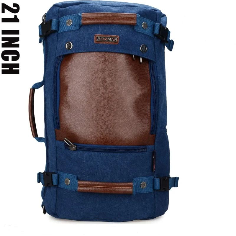 Witzman Travel Backpack Outdoor Hiking Camping Daypack Laptop Weekender Backpack (Model 2021) - Blue and Brown