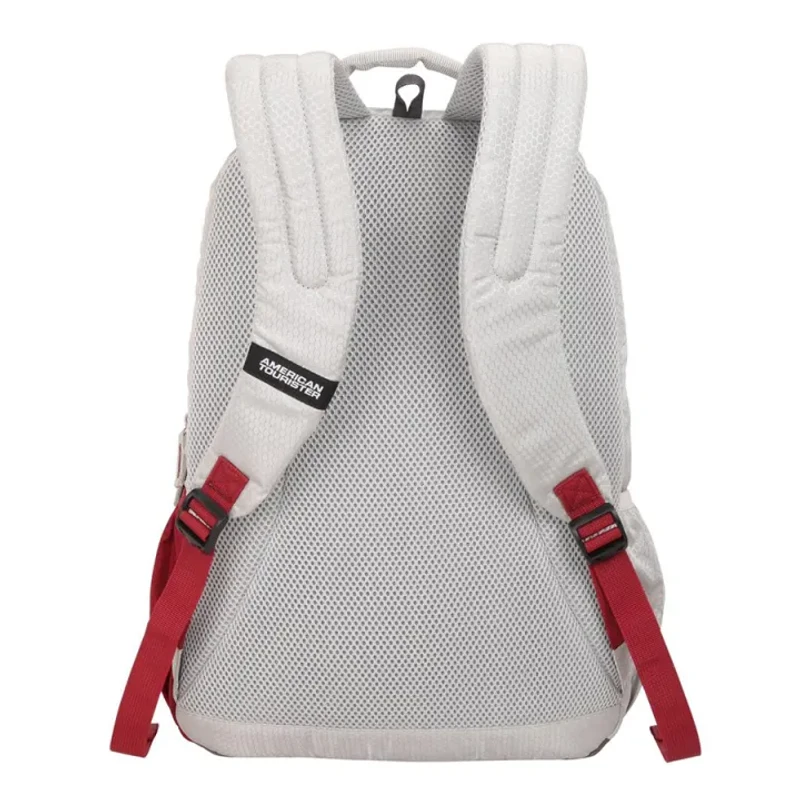 American Tourister Light Weight School Collage Travel Backpack-AT11(Grey Red)