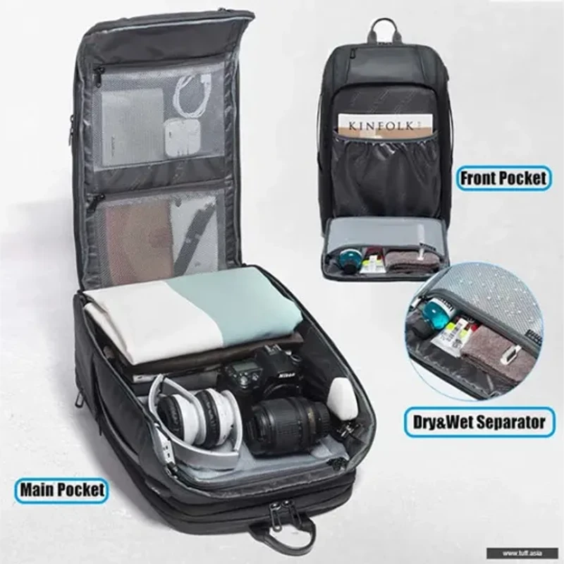 BANGE BG-22005 Expandable Weekender Carry On Backpack Waterproof Men's Business Laptop for 15.6inch(Black) - Image 3