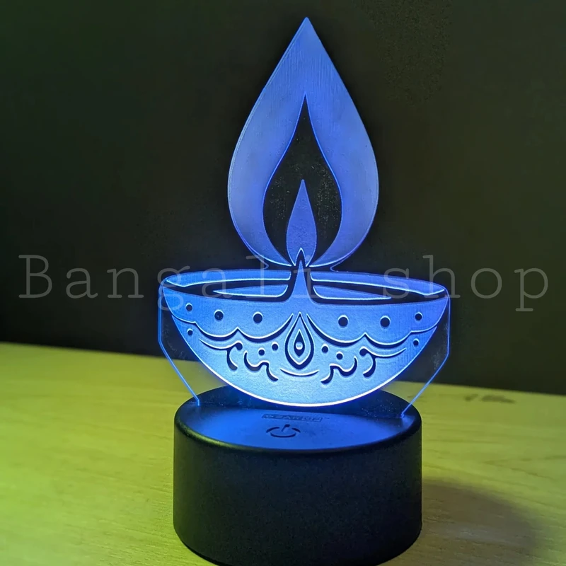 GearUP Acrylic Multicolor Night Lamp (DIYA) – Black
