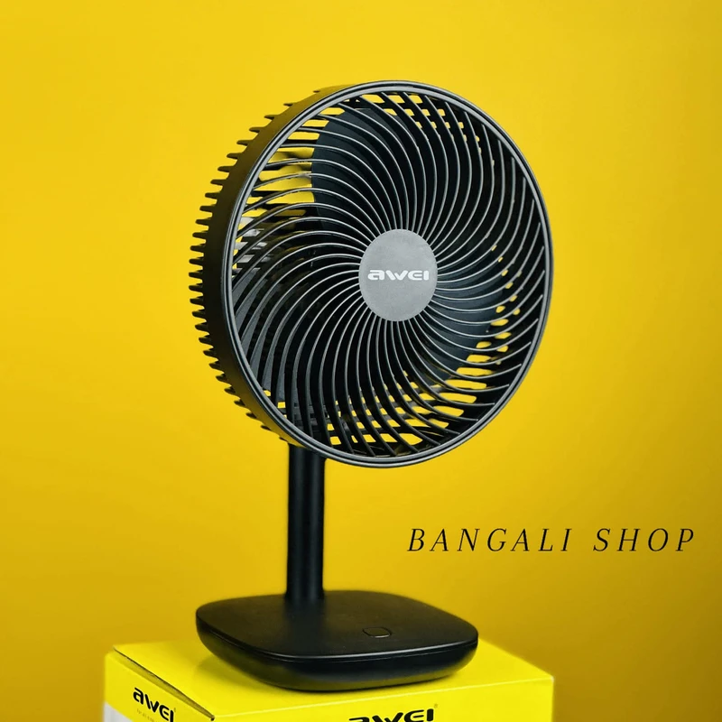 Awei F23 Portable USB Rechargeable Desk Fan (4000mAh)- Black Color