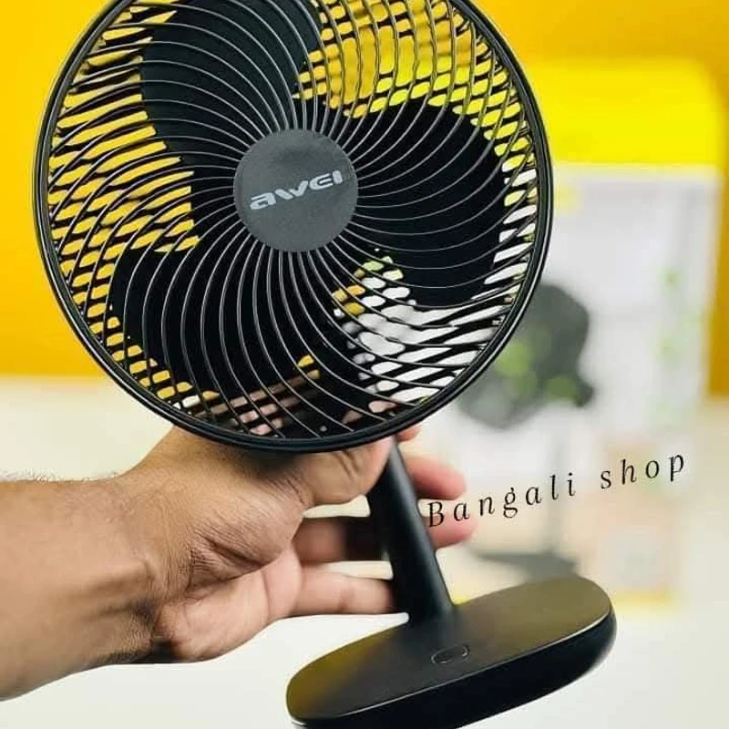Awei F23 Portable USB Rechargeable Desk Fan (4000mAh)- Black Color