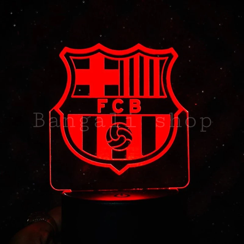 GearUP Acrylic Multicolor Night Lamp – FC Barcelona – White