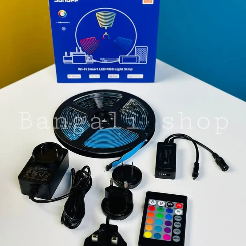 WiFi + Bluetooth RGB LED Strip Light- Work With Alexa, Google Home, Dance With Music (16 Feet, Sonoff L2)