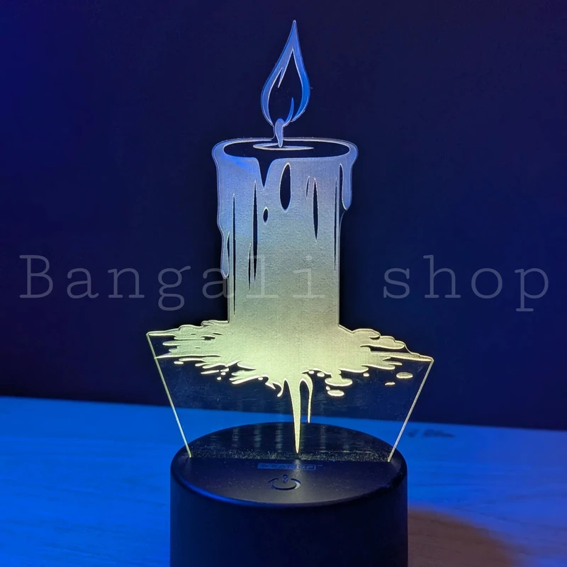 GearUP Acrylic Multicolor Night Lam (Candle) – Black