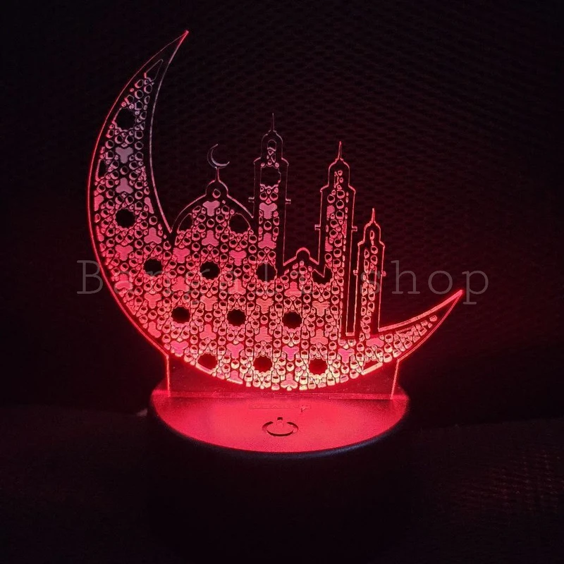 GearUP Acrylic Multicolor Night Lamp (Ramadan Mubarak) – White Base