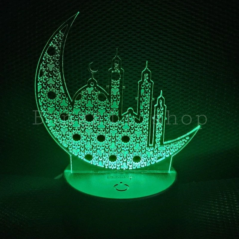 GearUP Acrylic Multicolor Night Lamp (Ramadan Mubarak) – White Base