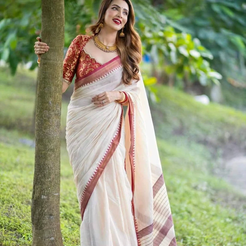 আড়ং কটন নকশী পাইর শাড়ি(ব্লাউজসহ)