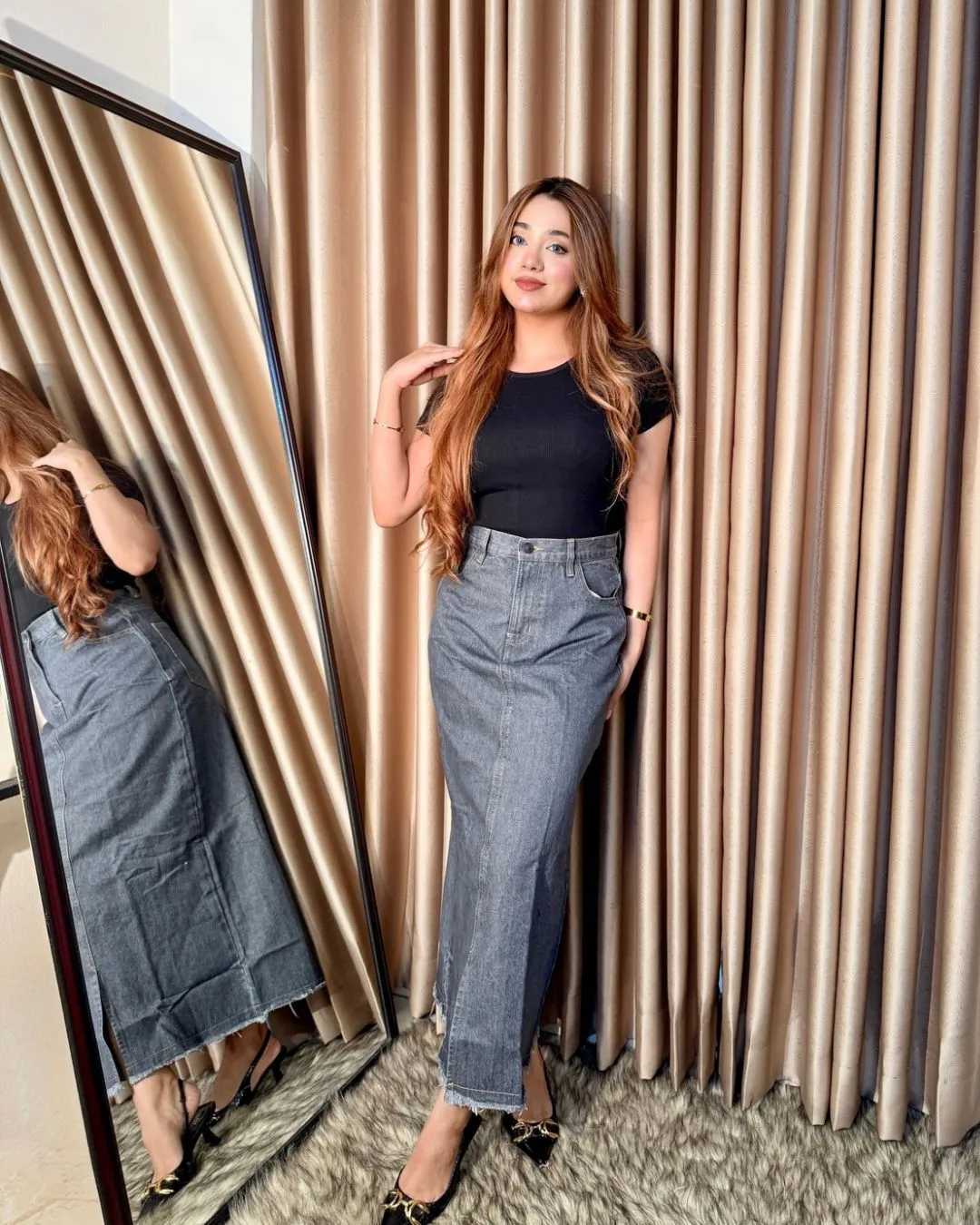 Gray Acid Wash Skirt