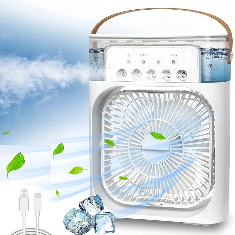 3 In 1 Air Cooling USB Fan with LED Night Light Water Fan