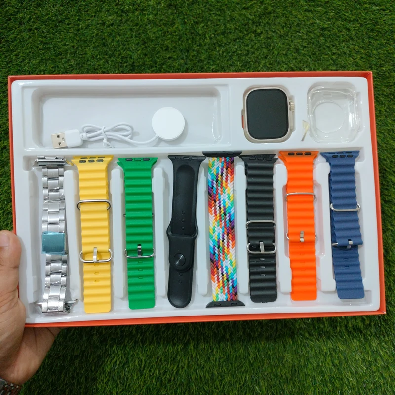 Y80 Ultra Smartwatch with 8 Strap Rainbow