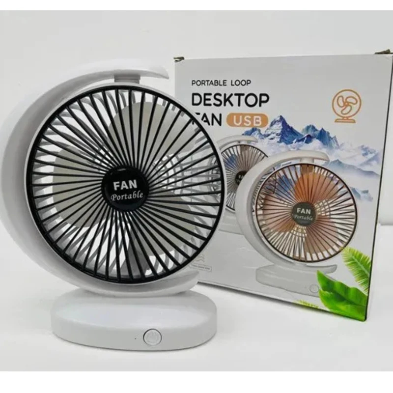 USB-Powered Loop Design Mini Desk Fan – Colorful & Portable - Image 3