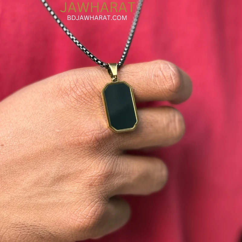 Golden Black Ceramic Stone Pendant Chain