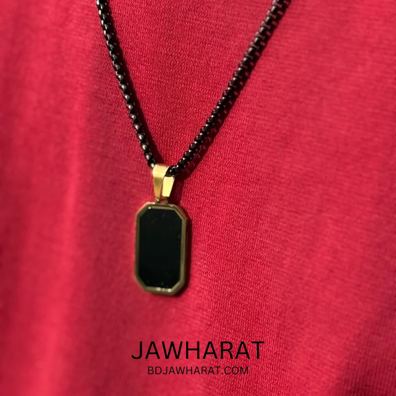 Golden Black Ceramic Stone Pendant Chain - Image 3