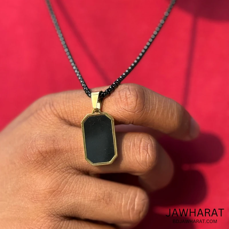 Golden Black Ceramic Stone Pendant Chain - Image 4