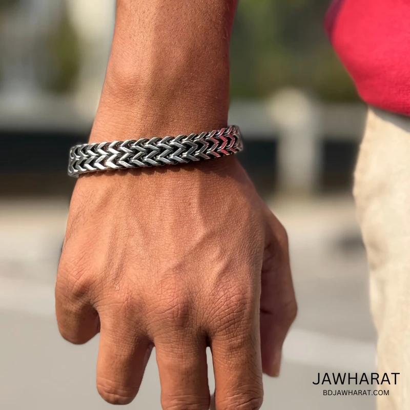 Retro Titanium Link Bracelet (Silver) - Image 2