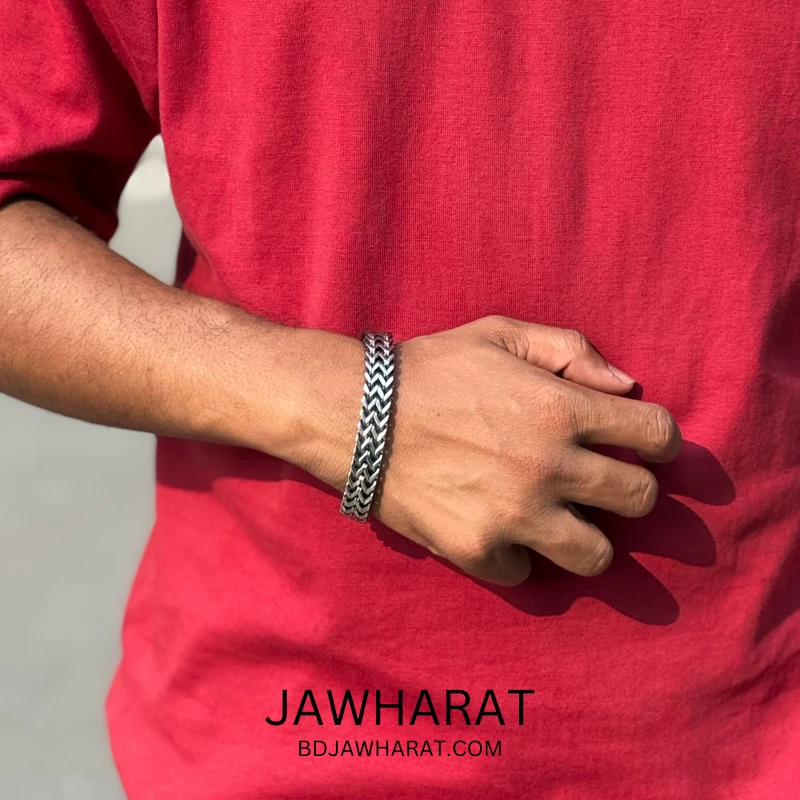 Retro Titanium Link Bracelet (Silver) - Image 3