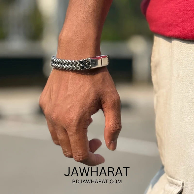 Retro Titanium Link Bracelet (Silver) - Image 4