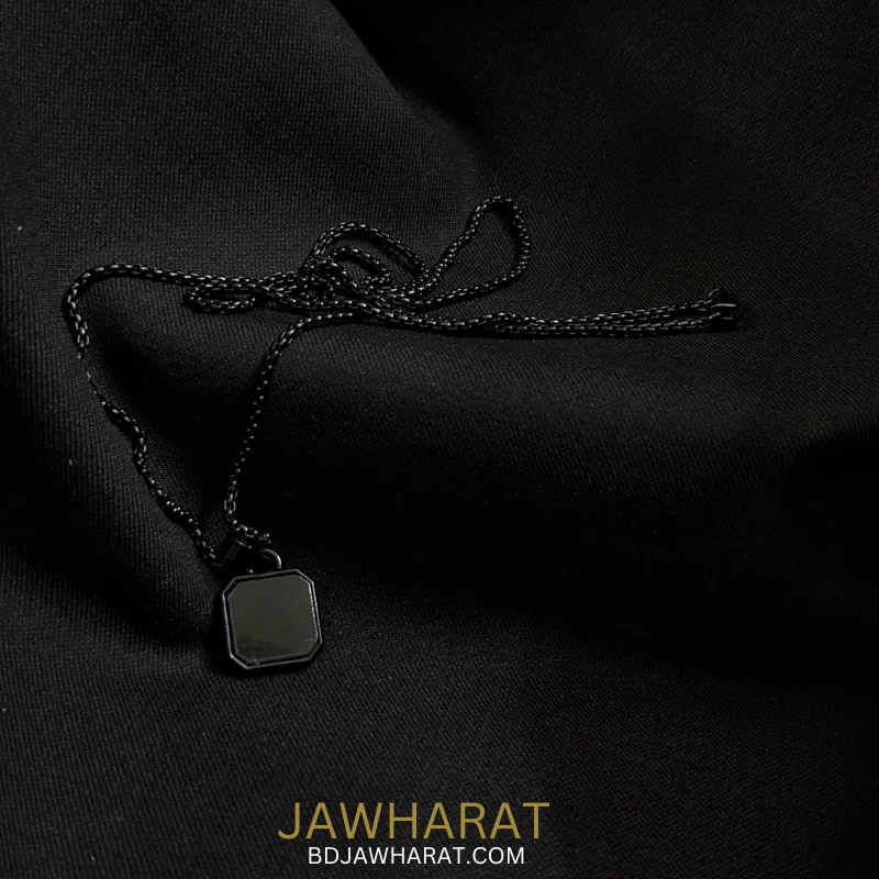 Black Onyx Pendant With Black Chain