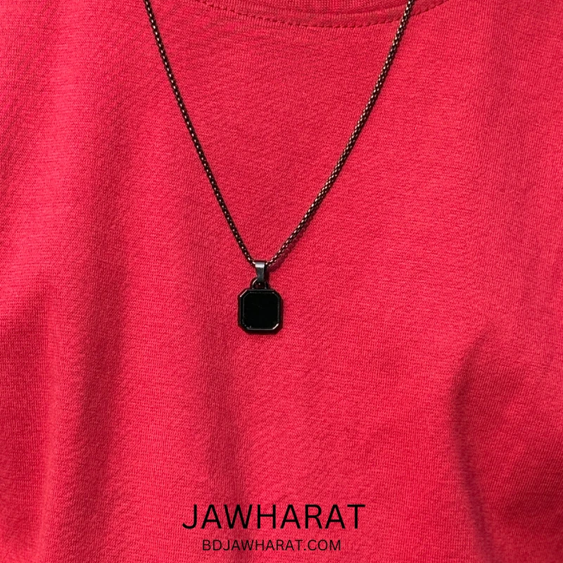 Black Onyx Pendant With Black Chain