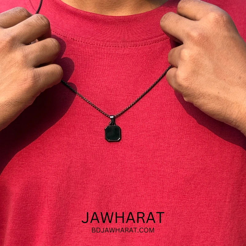 Black Onyx Pendant With Black Chain - Image 4