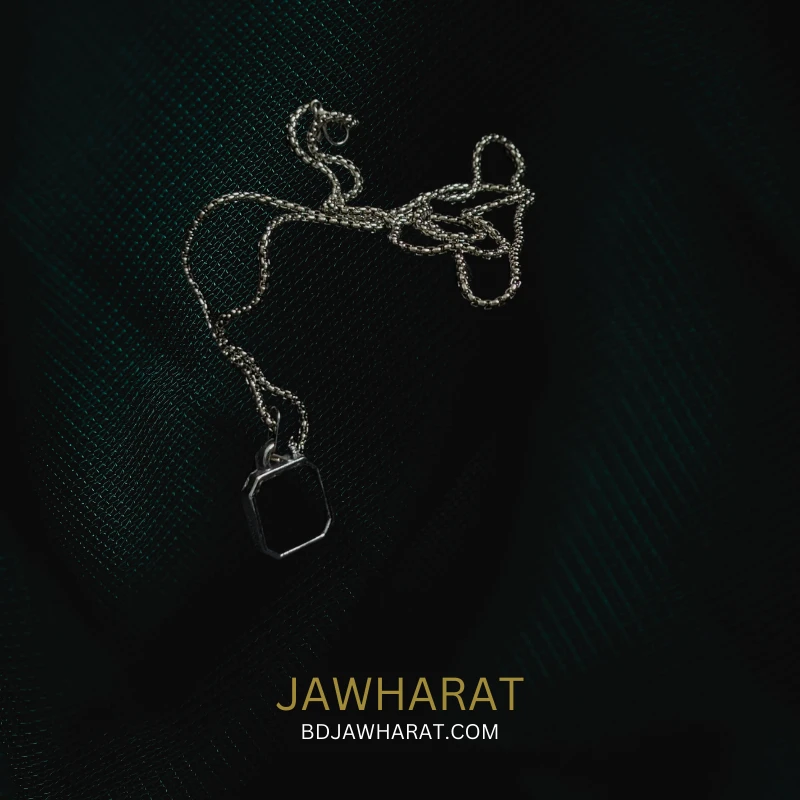 Black Onyx Pendant With Silver Chain