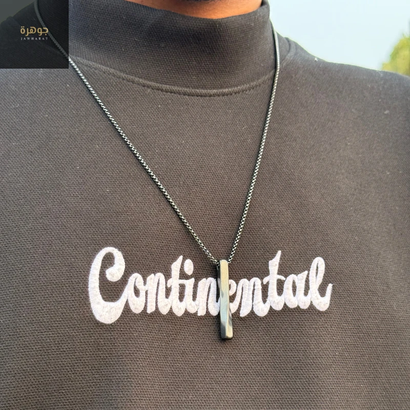 Twisted Bar Pendant Chain (Black) - Image 3