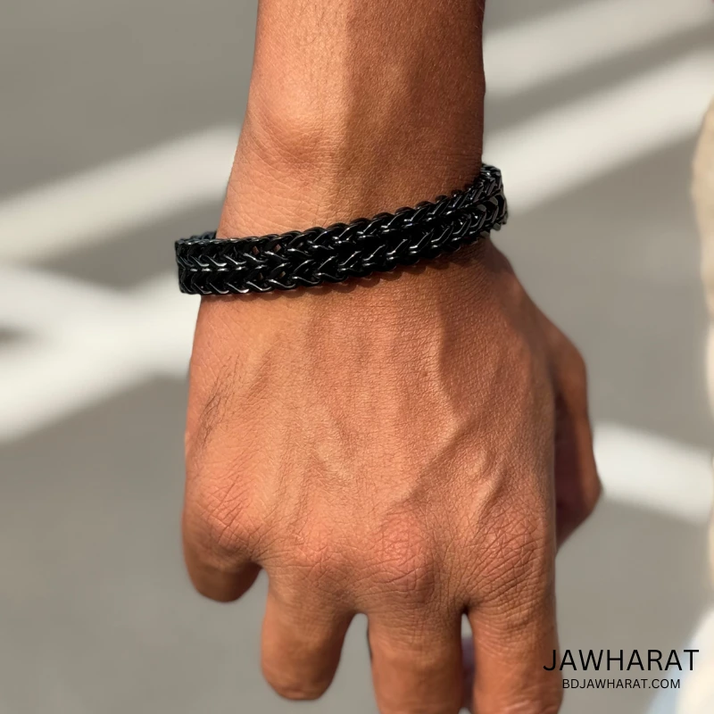 Retro Titanium Link Bracelet (Black) - Image 3