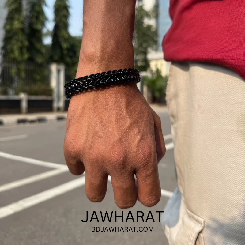 Retro Titanium Link Bracelet (Black) - Image 4