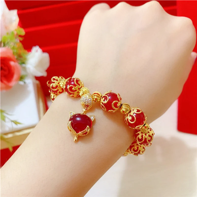 22K Gold-plated Vietnam Gold Red Fox Necklace Set