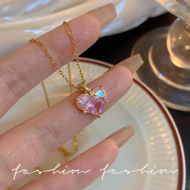 Pink diamond cut Heart shape Pandent - Image 3