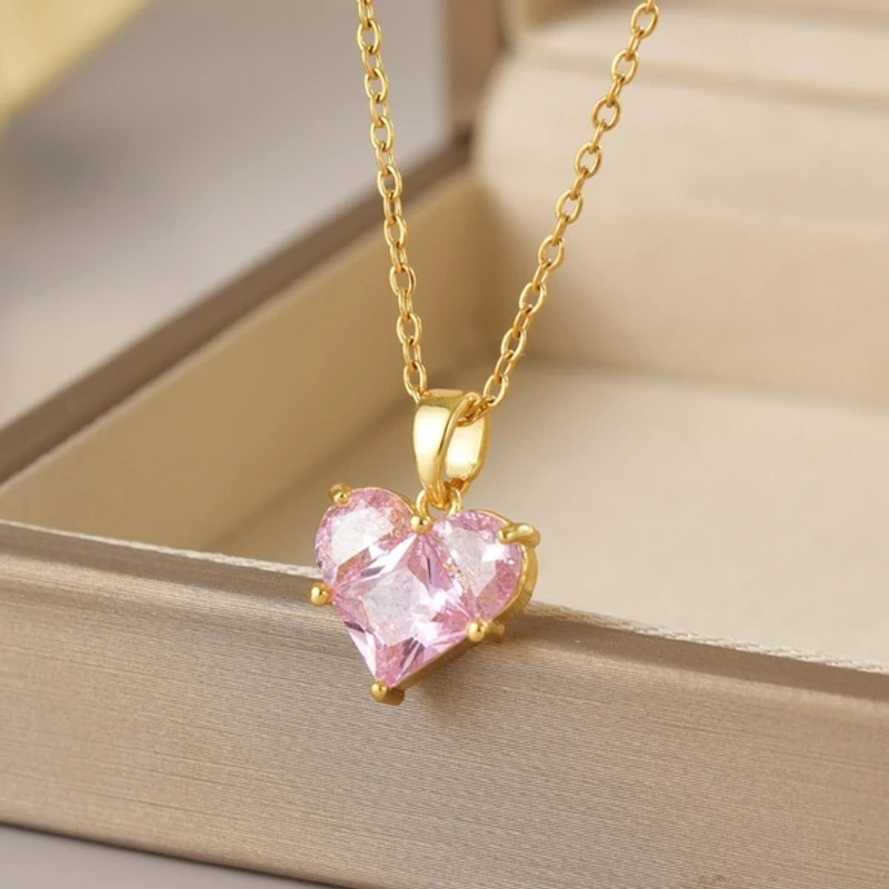 Pink diamond cut Heart shape Pandent - Image 5