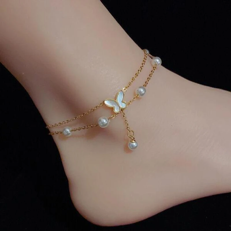 Pearl Butterfly anklet
