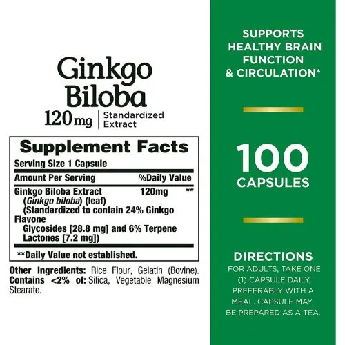 Nature's Bounty, Ginkgo Biloba 120 mg 100 Capsules