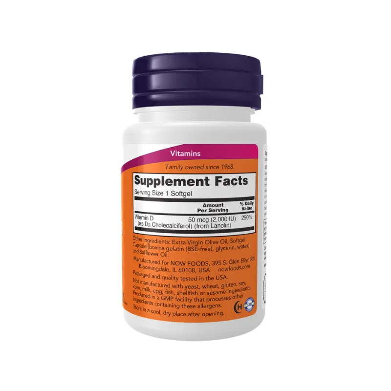 Now Foods Vitamin D-3 2000 IU 120 Softgels