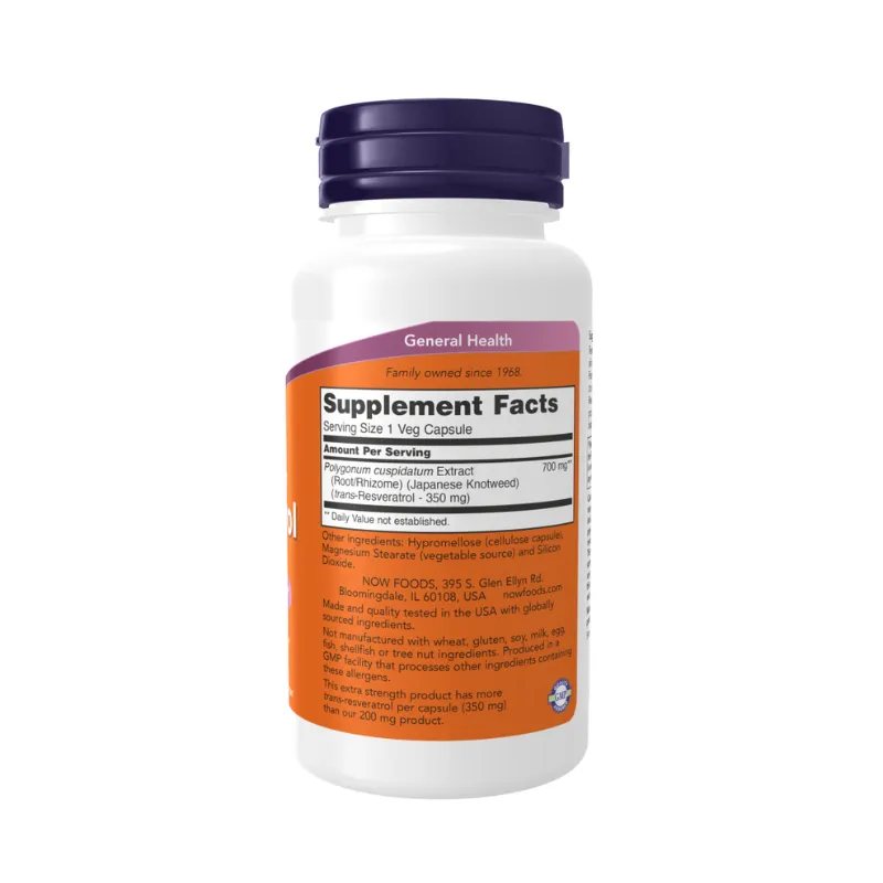 Now Foods Resveratrol, Extra Strength 350 mg 60 Veg Capsules
