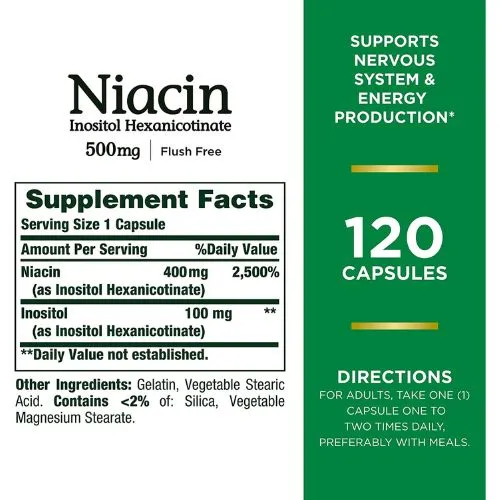 Nature's Bounty, Niacin 500 mg (120 Capsules) | Best price in Bangladesh