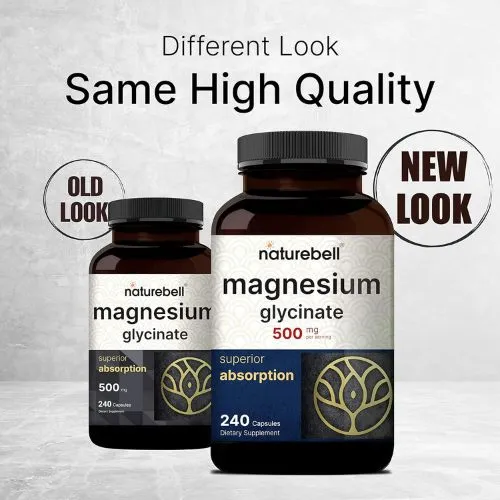 Naturebell Magnesium Glycinate 500mg (240 Capsules) | 3rd Party Tested