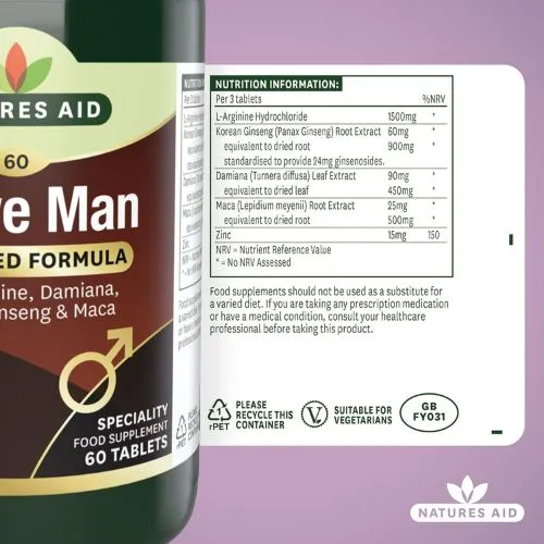 Natures Aid Active Man (60 Tablets) - Made in UK