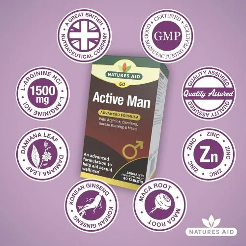 Natures Aid Active Man (60 Tablets) - Made in UK - Thumbnail 3