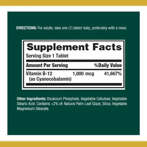 Nature's Bounty, Vitamin B-12, 1000 mcg, (100 Tablets) in Bangladesh