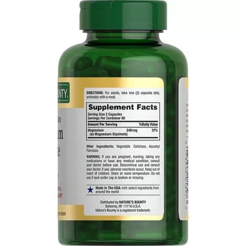 Nature's Bounty Magnesium Glycinate 240mg- (180 Capsules) in Bangladesh