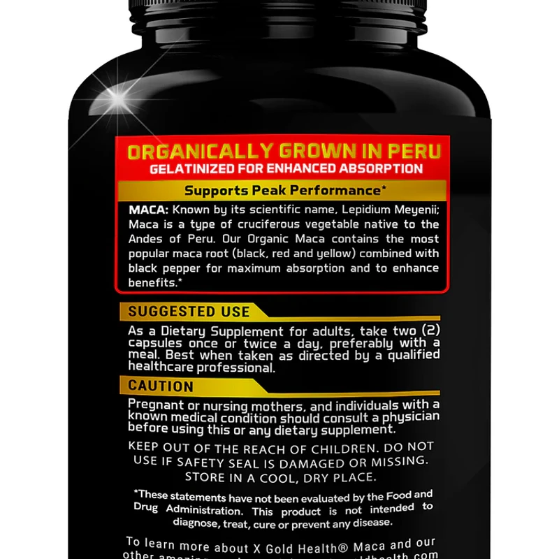 X Gold Health Organic Maca + Black Yellow Red Maca Root Strongest 1500 mg 150 capsules